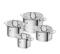 ZWILLING TrueFlow - Juego de 4 cacerolas con función de vertido para inducción (acero inoxidable), color plateado