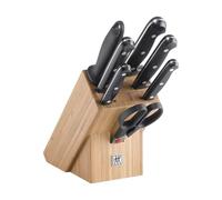 ZWILLING Bloque de cuchillos, 8 piezas, Bloque de bambú, Cuchillo y tijeras de acero inoxidable especial / mango de plástico, Twin Chef