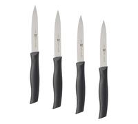 ZWILLING TWIN GRIP - Cuchillo puntilla, hoja endurecida al frío Friodur, acero inoxidable, mango sintético, 100 milímetros, color negro (Paquete de 4)