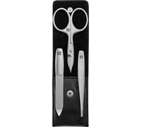 Zwilling TWINOX - Estuche de manicura 3 piezas, color negro | Instrumentos de acero mate en estuche negro de napa para el cuidado preciso de las uñas durante los viajes