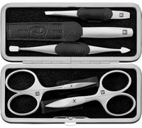Zwilling TWINOX - Estuche de manicura 5 piezas, color negro | Cuidado profesional en resistente estuche de piel de yak con marco metálico, instrumentos de acero mate para manos y pies