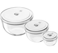 Zwilling ZWILLING - Juego de 3 ensaladeras al vacío (12-18-24 cm, cristal), transparente