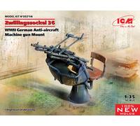 Zwillingssockel 36 WWII German Antiaérea Machihe Gun Montaje 1 :3 5 Plástico Kit