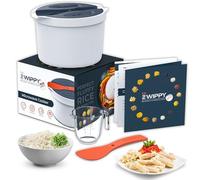Zwippy Olla arrocera para microondas y olla para pasta con colador, diseño sin desorden, apto para lavavajillas, cocina hasta 8 tazas