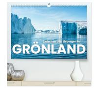 Zwischen den Eisbergen in Grönland (hochwertiger Premium Wandkalender 2026 DIN A2 quer), Kunstdruck in Hochglanz: Eisbären, Eisberge und Eiszapfen.
