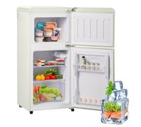 ZWJABYY Frigorífico/congelador Estilo Retro, 88,8 cm de Alto, 45,5 cm de Ancho, Dos Puertas, Volumen Total de 60 litros, Volumen del congelador de 22 litros, 102 kWh/año, luz LED White