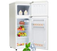 ZWJABYY Frigorífico de 2 Puertas,92 litros,congelador 28 l,105,5 cm de Altura, LED,116 kWh/año,silencioso 45 dB,Compacto y energéticamente eficiente,para Cocina White