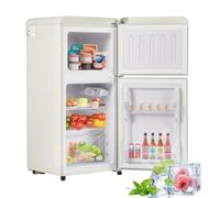 ZWJABYY Frigorífico Mini 60L,Frigorifico Pequeño con Congelador (22L+38L), Frigorifico Combi con LED,88,8x45,5x42cm Frigorífico no Frost con 2 Estantes Ajustables,102 kWh/año, -27°C∽13°C White
