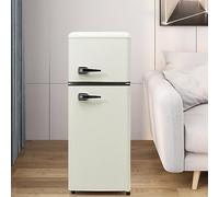 ZWJABYY Frigorífico Retro con Congelador De 92 L / 105,5 Cm X 41 Cm X 45,5 Cm con Congelador De 28 L, Estantes En La Puerta Y Estantes De Vidrio. 116 Kwh/Año, -27 °c - 13 °c,Luz LED White