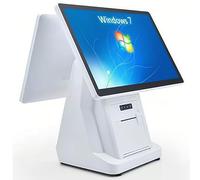 ZWJABYY Monitor de Caja registradora TPV Todo en uno, Pantalla táctil Dual de 15,6 Pulgadas, CPU I5, 8 GB de RAM, SSD de 128 GB, Windows, Impresora térmica integrada de 58 mm