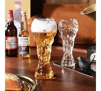ZWMBYN Juego de 2 vasos de cerveza de la Copa del Mundo para ver fútbol, 450 ml, taza de cerveza creativa Hércules, vasos de fútbol, copa de vino de cristal para cerveza, cócteles, bebidas,