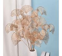 ZWMBYN Planta artificial de oro falso ginkgo hojas tallos, paquete de 2 hojas de ginkgo de plástico ramas de hojas de albaricoque de imitación arbustos para bodas, fiestas, arreglos floreros, ramos