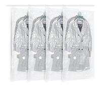 ZWMYF Bolsas colgantes de almacenamiento al vacío, 4 bolsas de vacío que ahorran espacio para ropa, trajes, vestidos, abrigos o chaquetas, organizador de armario transparente y reutilizable