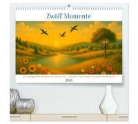 Zwölf Momente (hochwertiger Premium Wandkalender 2026 DIN A2 quer), Kunstdruck in Hochglanz: Ein nostalgischer Wandkalender im Folk-Art-Stil - ... Monaten voller Licht, Farben und Geschichten.