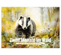 Zwölf Monate im Wald (Wandkalender 2026 DIN A2 quer), CALVENDO Monatskalender: Mit den Waldtieren durch die Jahreszeiten