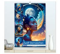 Zwölf Sternzeichen (hochwertiger Premium Wandkalender 2026 DIN A2 hoch), Kunstdruck in Hochglanz: Die Weisheit der Sterne