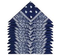 ZWOOS Bandanas Paisley, 12 Piezas Foulards, Pañuelos para el cuello para Hombre y Mujer (Armada)
