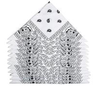 ZWOOS Bandanas Paisley, 12 Piezas Foulards, Pañuelos para el cuello para Hombre y Mujer (Blanco)