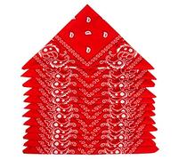 ZWOOS Bandanas Paisley, 12 Piezas Foulards, Pañuelos para el cuello para Hombre y Mujer (Rojo)