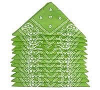 ZWOOS Bandanas Paisley, 12 Piezas Foulards, Pañuelos para el cuello para Hombre y Mujer (Verde)