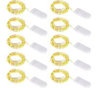 ZWOOS Cadena de Luces con Pilas, 1M 10 LED Alambre de Cobre Guirnalda Luces Interior Guirnalda Luminosa Decoración para Mesa Jardín Boda Fiesta Navidad, Blanco Cálido (10)