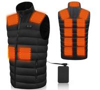 ZWOOS Chaleco Calefactable para Hombre y Mujer, 15 Zonas, Chaqueta Termico con Bateria 20000 mAh, 3 Temperaturas, Lavable a Máquina, Negro (FR/ES, Letras, L, XL, Regular, Regular, Negro)