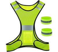 ZWOOS Chaleco y Bandas Reflectante, Chaleco de Seguridad Ajustable de Alta Visibilidad para Correr, Ciclismo y Trotar