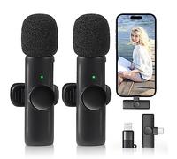 ZWOOS Micrófono Lavalier inalámbrico, Mini micrófono inalámbrico Compatible con iPhone iPad, Micrófono para teléfono móvil para grabación de Video,para Youtube/Streaming/Vlog/Twitch/Facebook Live
