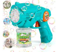 ZWOOS Pistola de Burbujas para Niños Electrica, Maquina Burbujas de Jabon Recargable con 110ml Solución Burbujas, Bubble Gun para Boda/Cumpleaños/Fiesta,(Azul)