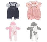 ZWOOS Ropa de Muñeca para Muñecas Bebé 35-43 cm, Regalos para Niñas, Niños, Paquete de 4