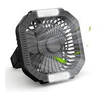 ZWOOS Ventilador de Camping USB, Recargable de 10400mAh, Ventilador de Mesa/pared Silencioso con 4 Niveles de Velocidad,Ajustable con Luz LED, Pesca, Negro