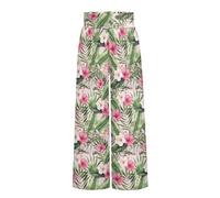 ZWPINITUP Pantalones de pierna ancha para mujer, pantalones de verano 2024 Palazzo Tropical Floral Casual de cintura alta con bolsillos S-3XL, Flores de hibisco tropicales., 3X-Large