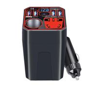 Zwpontia Inversor de corriente para vehículo | Potente adaptador de cargador de coche | Inversor de corriente eficiente con múltiples puertos para vehículo, potente adaptador de coche para enchufe