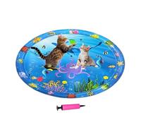 Zwpontia Tapete de enfriamiento para mascotas, tapete fresco antiarañazos para perros de 39.37 x 39.37 pulgadas, juguete sensorial interactivo con inflador, almohadilla de hielo inflable para mascotas