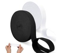 ZWQLZG 2 Rollos Cinta Elastica Costura, 40M 30 mm Goma Elastica Costura, Cinta Elástica Plana Amplias, Goma Fruncidora Costura para DIY Pantalones Vestidos Pelucas (Blancas, Negras)