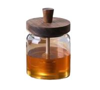 ZWQXZX Tarro para Almacenamiento De Alimentos 2 Set Honey Jar with Wooden Dipper and Lid Vintage Glass Pot Decorative