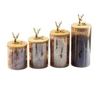 ZWQXZX Tarro para Almacenamiento De Alimentos Paquete De 4 Frascos Redondos Vidrio con Tapa For Almacenar Alimentos