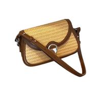 ZWTPGKRD Bolso de hombro a juego para mujer, estilo retro, a la moda, cruzado, axila, tejido a mano, de paja, Brown