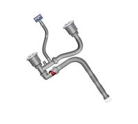 ZWTPGKRD Estructura de efluente de doble cuenco modificable para fregadero de 110 mm, doble salida contra obstrucciones, fácil instalación, juego global de efluentes de fregadero