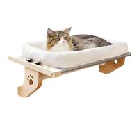 ZWTPGKRD Hamaca cálida de felpa para colgar en la ventana, funda extraíble de tela lavable, marco de madera y metal, ahorro de espacio, cama para gatos