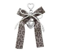 ZWTPGKRD Lazos únicos con estampado de leopardos con detalle de estrella y corazón, decoración de bolsa, estilo retro, bolsos, accesorios, llavero para mujer, colgante de corazón, a
