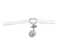 ZWTPGKRD Pulsera con colgante de corazón de poliuretano con diamantes de imitación para mujeres y niñas, cadena de mano con lazo, talla única, PU + aleación, No es una piedra preciosa