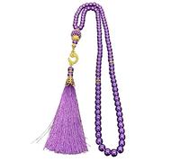 ZWTPGKRD Pulsera de cuentas de rosario musulmán de 99 cuentas, joyería religiosa, joyería religiosa, borlas de perlas de imitación, pulsera de meditación, talla única, Acrílico, No es una piedra