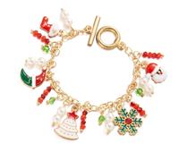 ZWTPGKRD Pulsera de joyería hecha a mano con colgante de árbol de Papá Noel para fiesta de Navidad, accesorios festivos de temporada, cadena OT festiva, talla única, como se describe