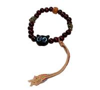 ZWTPGKRD Pulsera de madera china hecha a mano con cuentas de gato, pulsera única y elegante para la muñeca, accesorios para mujer, talla única, árbol, No es una piedra preciosa