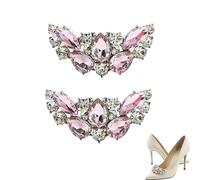 ZWWOGE 1 Par de Clips para Zapatos Plateados con Cristales Rosas & Transparentes Joya Brillante para Tacones de Boda & Fiesta Decoración Elegante para Calzado de Mujer regalo pareja hombre