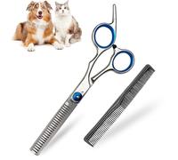 ZWWOGE 1 pieza tijeras de peluquería profesional para perros y gatos, con 1 peine de barbero, tijeras para desbastar con puntas redondeadas de seguridad, ideales para la cara, las patas y el cuerpo