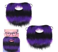 ZWWOGE 2 Barbas Postizas: Barba Artificial Negra y Morada, Barba Postiza, Correa Realista, Cordón Elástico Ajustable, Fiesta de Halloween, Barba Postiza para Mascarada, Disfraz de Halloween y Navidad