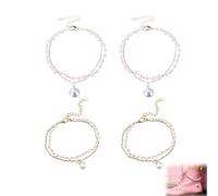 ZWWOGE 2 Pares de Cadenas para Zapatos con Motivos & Borlas - Accesorio Decorativo para Deportivas & Botas de Mujer - Tobillera Ajustable para Sandalias