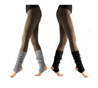 ZWWOGE 2 Pares de Calentadores de Piernas para Mujer (Negro y Gris) - Tejidos a Crochet, Cálidos y Versátiles - Ideales para Invierno, Primavera, Otoño, Gimnasia y Danza